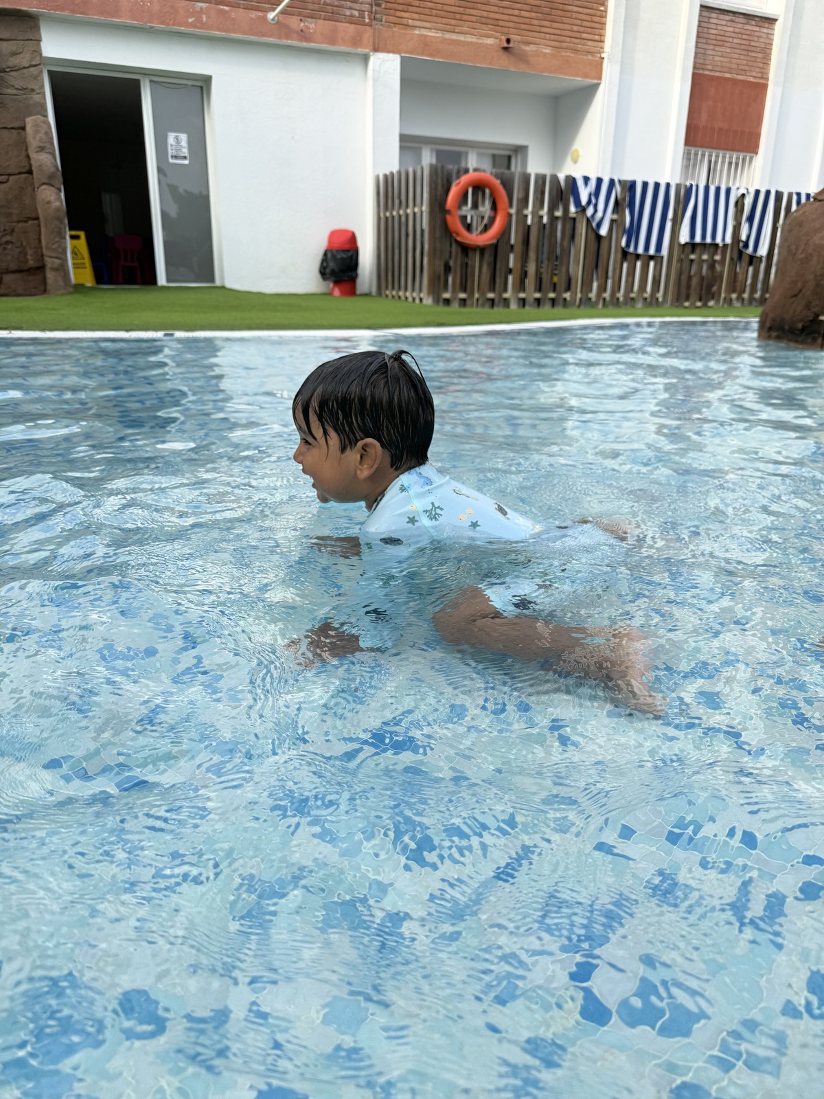 Savya having fun at the kiddie pool